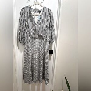Ann Taylor Checked Midi Wrap Dress